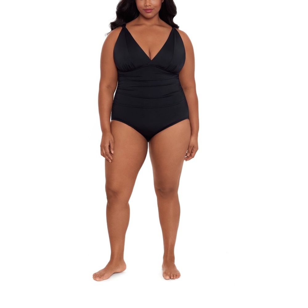 Time and Tru Modest Women's & Women’s Plus Black V Neck 1-PC Swimsuit M L XL 1X - Picture 6 of 13